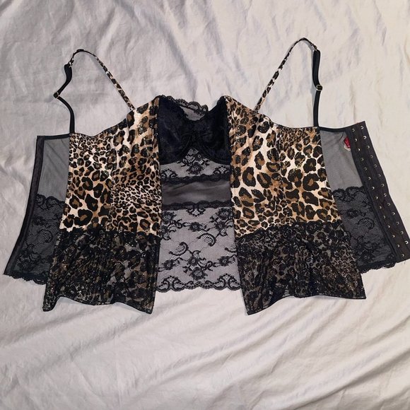 NWT Victoria's Secret Shiny Leopard Print Corset Lingerie 34C *069 - Picture 1 of 5